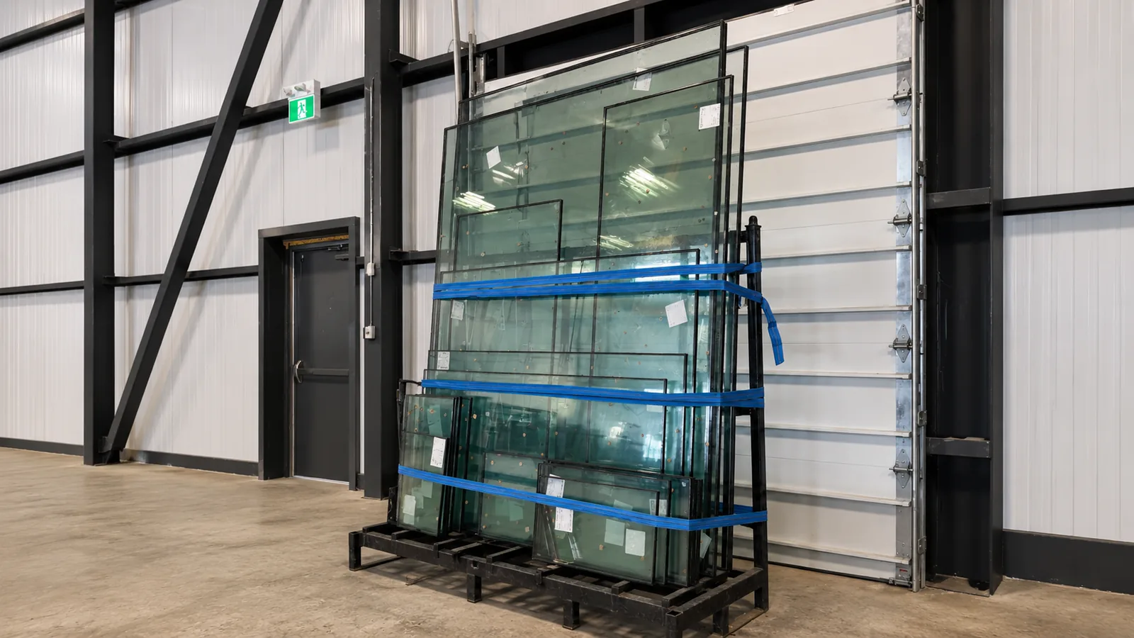 Finished insulated glass units staged for delivery at the Guelph facility